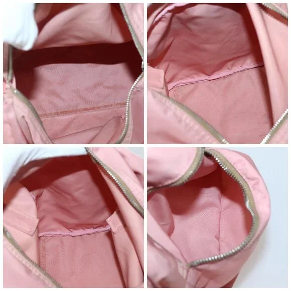 PRADA Hand Bag Nylon Pink Silver Auth